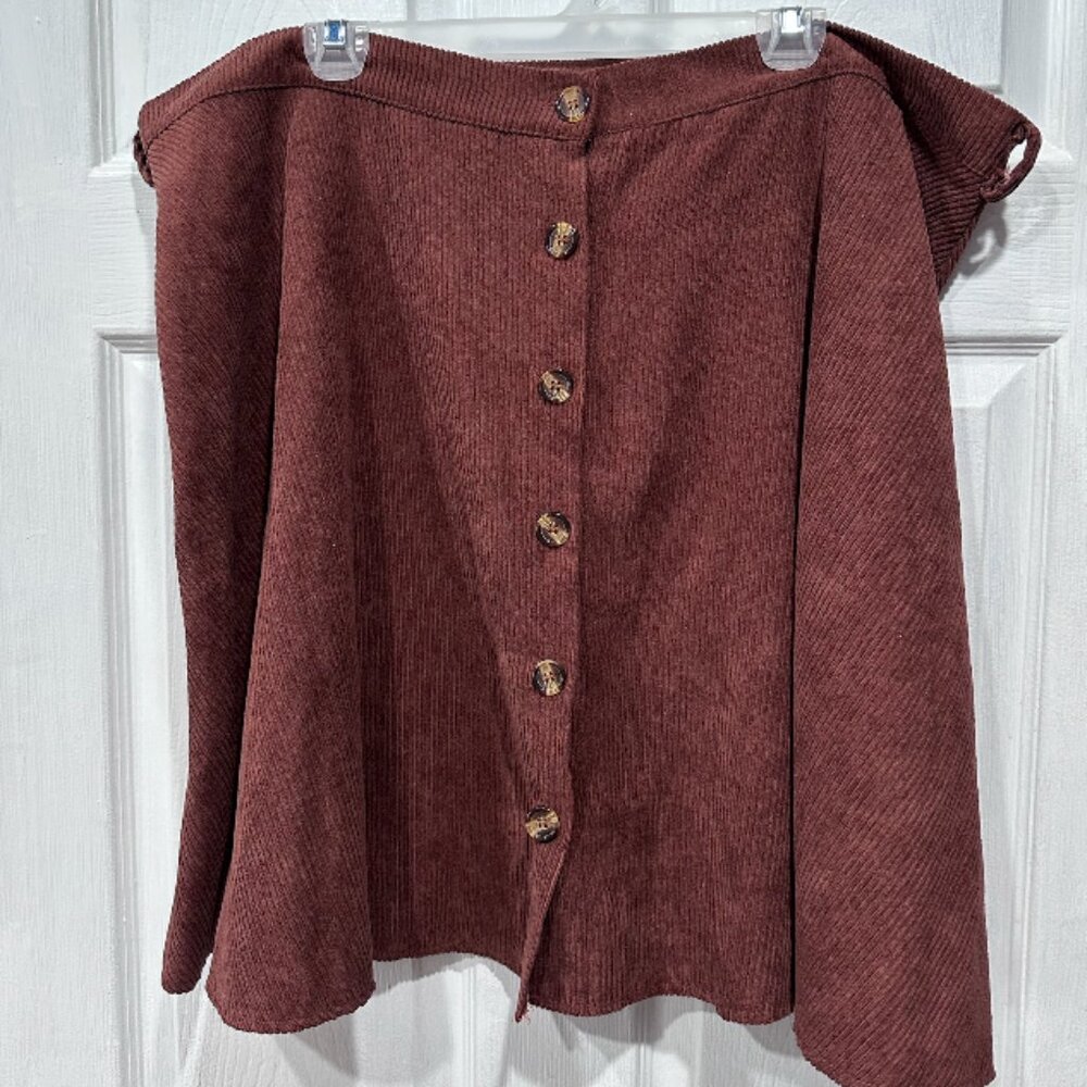 High-Waisted A-Line Brown/Rust Corduroy Skirt